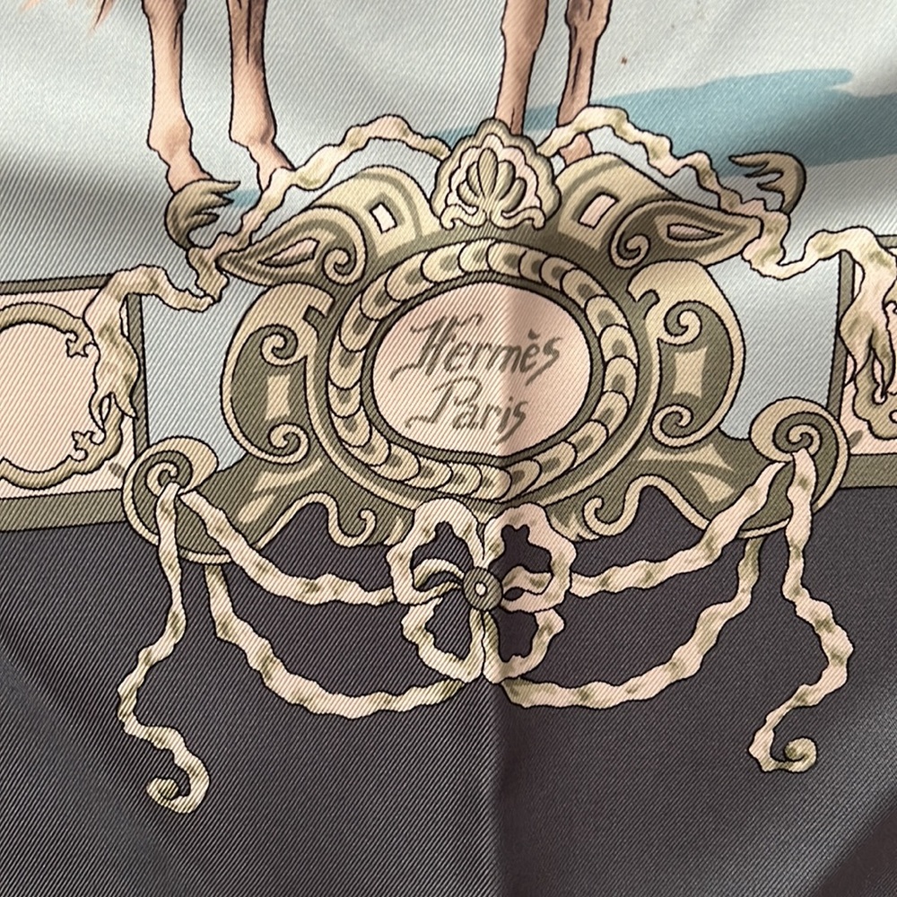 Hermes 90cm 90 Escuela Andalusia Silk Scarf Blue & Teal Equestre Equestr… - Picture 3 of 16